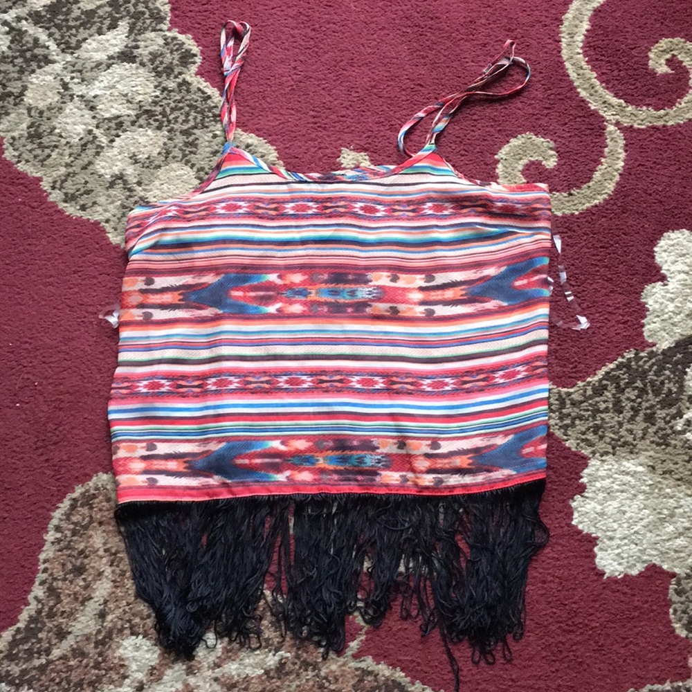 Tribal print wet seal crop top